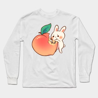 Bunny with Giant Peach Long Sleeve T-Shirt